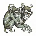 monkey plugging ears tattoo design idea