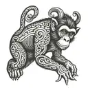 monkey plugging ears tattoo design idea