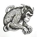 monkey plugging ears tattoo design idea