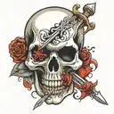 skull with dagger tattoo design idea