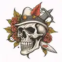 skull with dagger tattoo design idea