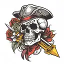 skull with dagger tattoo design idea