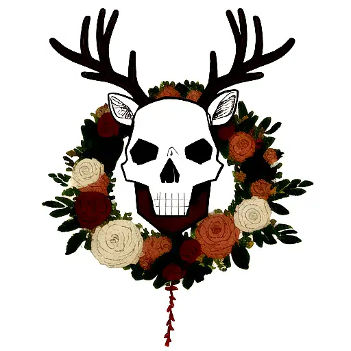 deer skull tattoo design idea