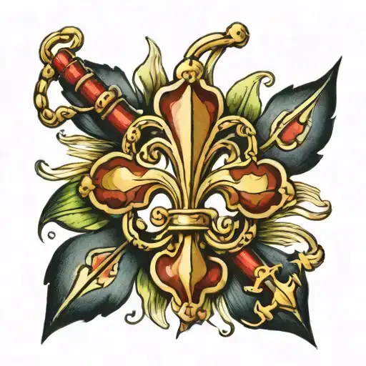 fluer de lis rosary wrapped tattoo design idea