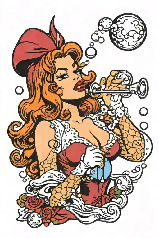 Jessica Rabbit blowing bubbles tattoo design idea