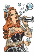 Jessica Rabbit blowing bubbles tattoo design idea
