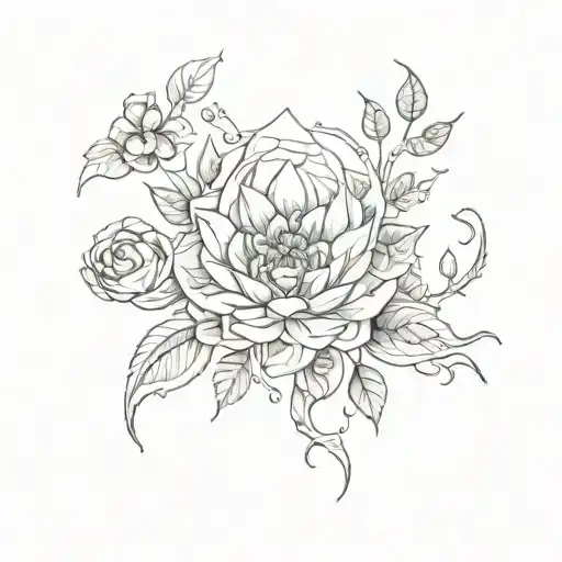 nature strong earthy magic flowers creatures  tattoo design idea