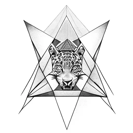 jaguar and sorcerer's shade with a pyramid background tattoo design idea