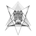 jaguar and sorcerer's shade with a pyramid background tattoo design idea