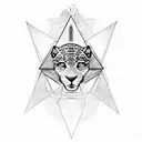 jaguar and sorcerer's shade with a pyramid background tattoo design idea