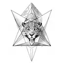jaguar and sorcerer's shade with a pyramid background tattoo design idea