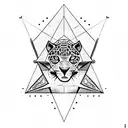 jaguar and sorcerer's shade with a pyramid background tattoo design idea