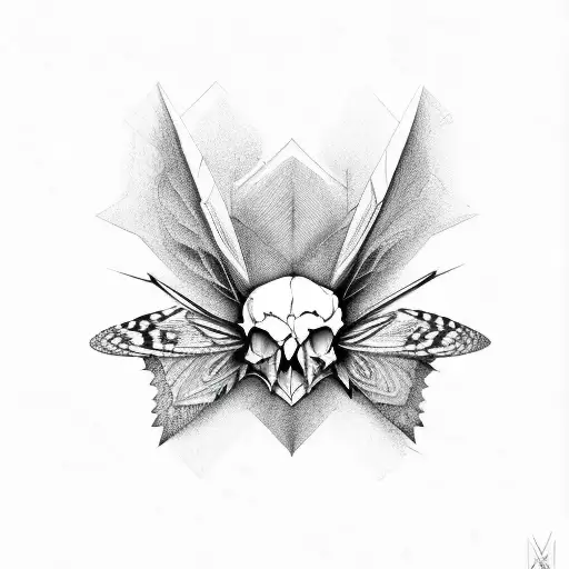 SKull moth jagged moth tattoo design idea