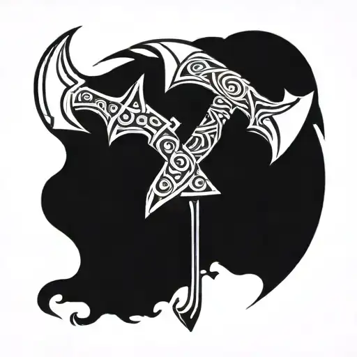 viking axes facing each other tattoo design idea