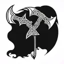 viking axes facing each other tattoo design idea