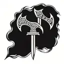 viking axes facing each other tattoo design idea