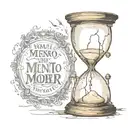 Hourglass Cracked with words Memento Mori written on the hourglass tattoo design idea