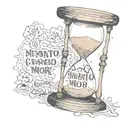 Hourglass Cracked with words Memento Mori written on the hourglass tattoo design idea