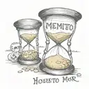 Hourglass Cracked with words Memento Mori written on the hourglass tattoo design idea