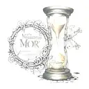Hourglass Cracked with words Memento Mori written on the hourglass tattoo design idea