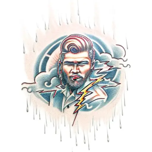 rain clouds, lightning  tattoo design idea