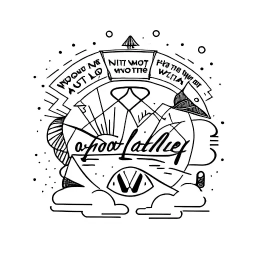 A quote that says 'Not all who wander are lost' in the shadow of a plane tattoo design idea