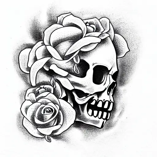Skull and Roses and clever tattoo design idea