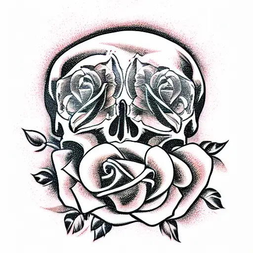 Skull and Roses and clever tattoo design idea