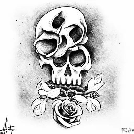 Skull and Roses and clever tattoo design idea