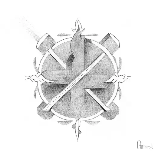 Christian Cross flags sky tattoo design idea