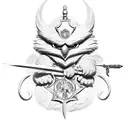 Guerreiro com elmo, escudo e espada  tattoo design idea