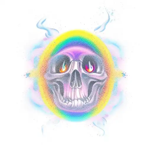 rainbow smoke design with flame tattoo design idea