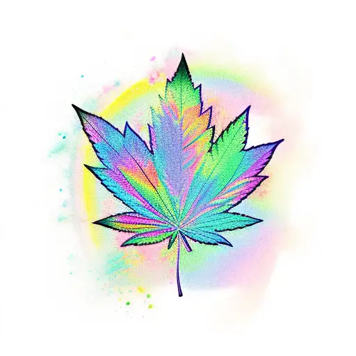 rainbow candy with hemp leaf tattoo design idea