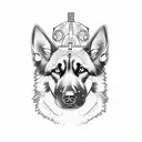 german shepherd in electric tattoo design idea