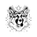 german shepherd in electric tattoo design idea