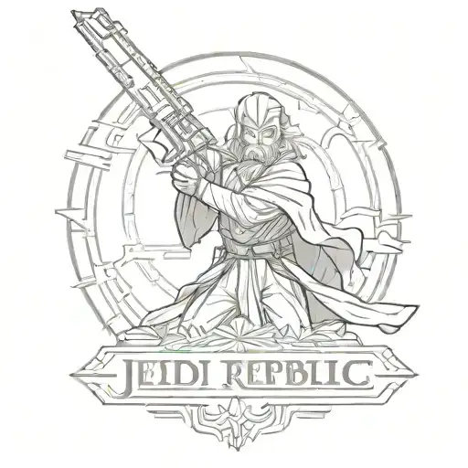logo jedi from.tge old republic on arm with line   tattoo design idea