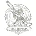 logo jedi from.tge old republic on arm with line   tattoo design idea