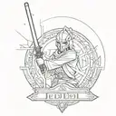 logo jedi from.tge old republic on arm with line   tattoo design idea