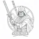 logo jedi from.tge old republic on arm with line   tattoo design idea