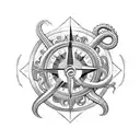 Kraken & compass tattoo design idea