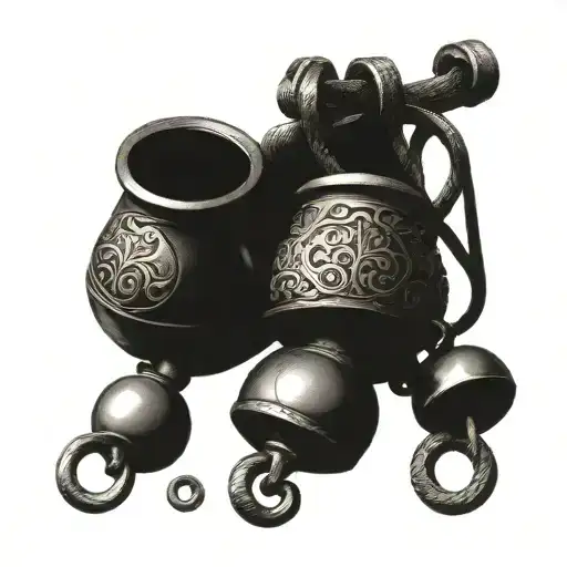 3 antique sleigh bells on a leather strap  tattoo design idea