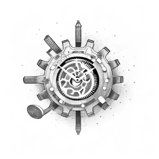 clock with gears reading 11:58 tattoo design idea