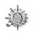 clock with gears reading 11:58 tattoo design idea