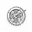 clock with gears reading 11:58 tattoo design idea
