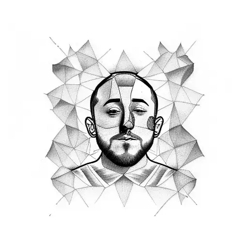 mac Miller face decomposed into lines  tattoo design idea
