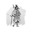 samurai with straw hat tattoo design idea