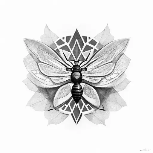 moth honeycomb leaves bee black panther tattoo design idea