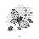 honeycomb and leaves tattoo design idea