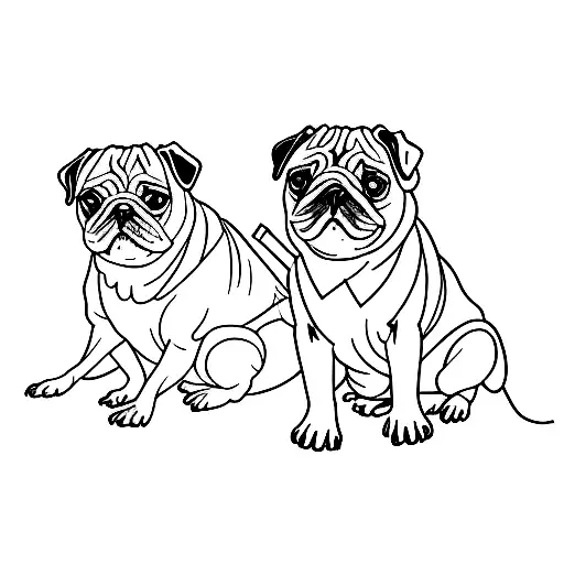 backs of pug and labrador  tattoo design idea