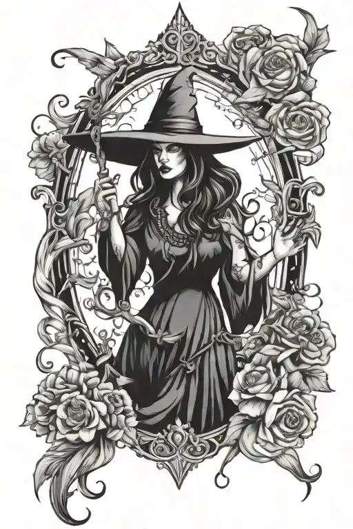 Witchy spiritual  tattoo design idea